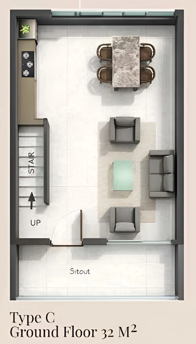 Villa Type C, ground floor plan