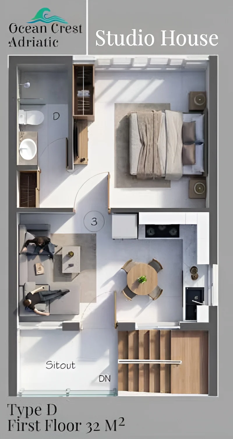 Villa Type D, first floor plan
